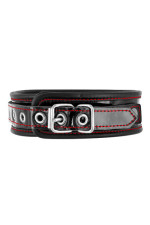 Collier cuir laqué coutures s