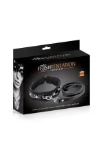 Collier à clou et strass avec laisse