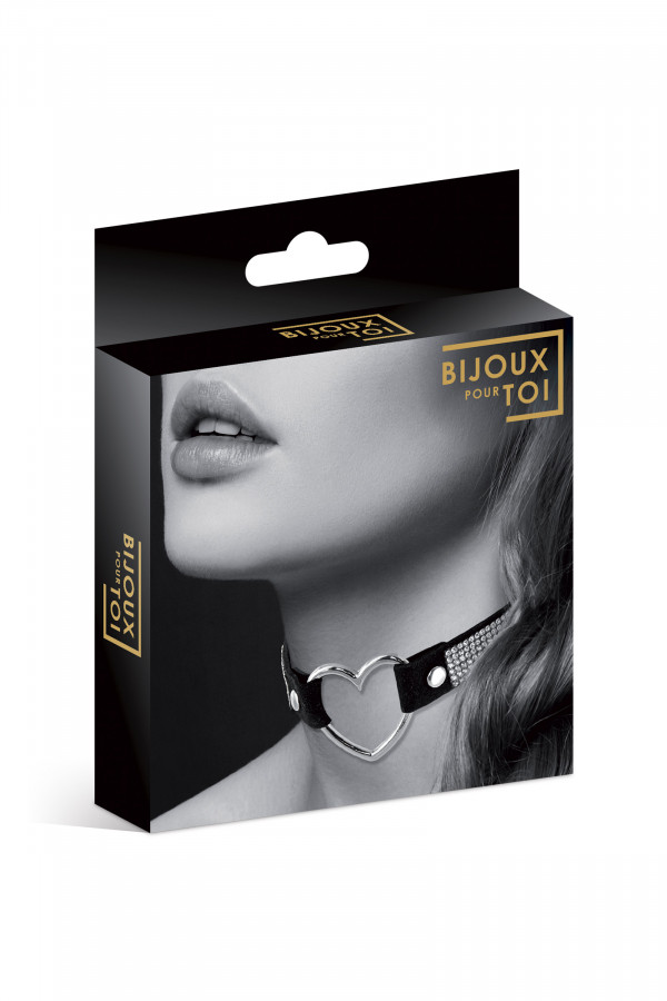 Collier Ras de Cou en Strass et Cœur - Bijoux Sexy