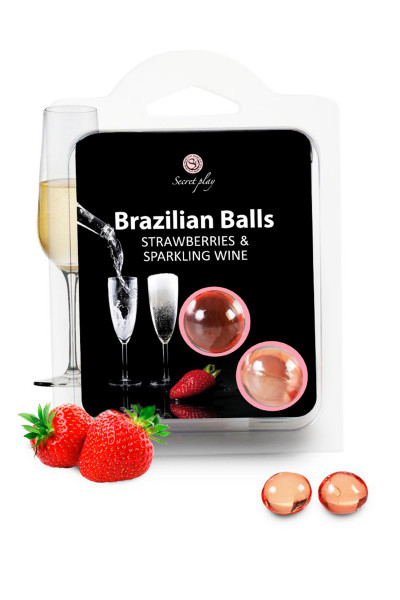 2 Huiles de massage au vin pétillant fraise Brazilian Balls