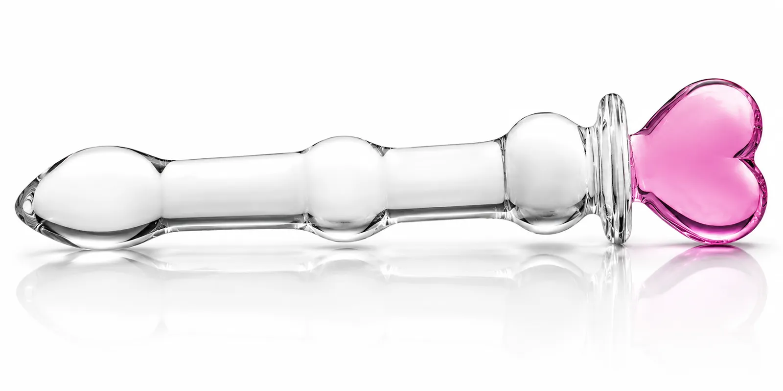 Godemichet en verre utilisé pour illustrer les différentes matières disponibles.