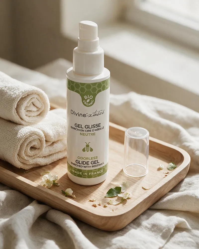 Lubrifiant bio et naturel Divine Extases dans une ambiance naturelle