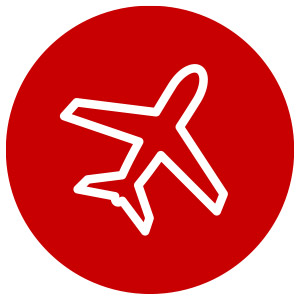 Icône d'un avion stylisé symbolisant le format discret et portable du stimulateur clitoridien My Bourgeoise de Black Empire, idéal pour l'emporter partout